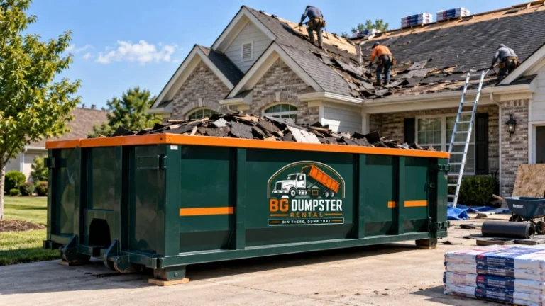 Roofing dumpster rental in Bowling Green KY - roll-off dumpster for shingle disposal