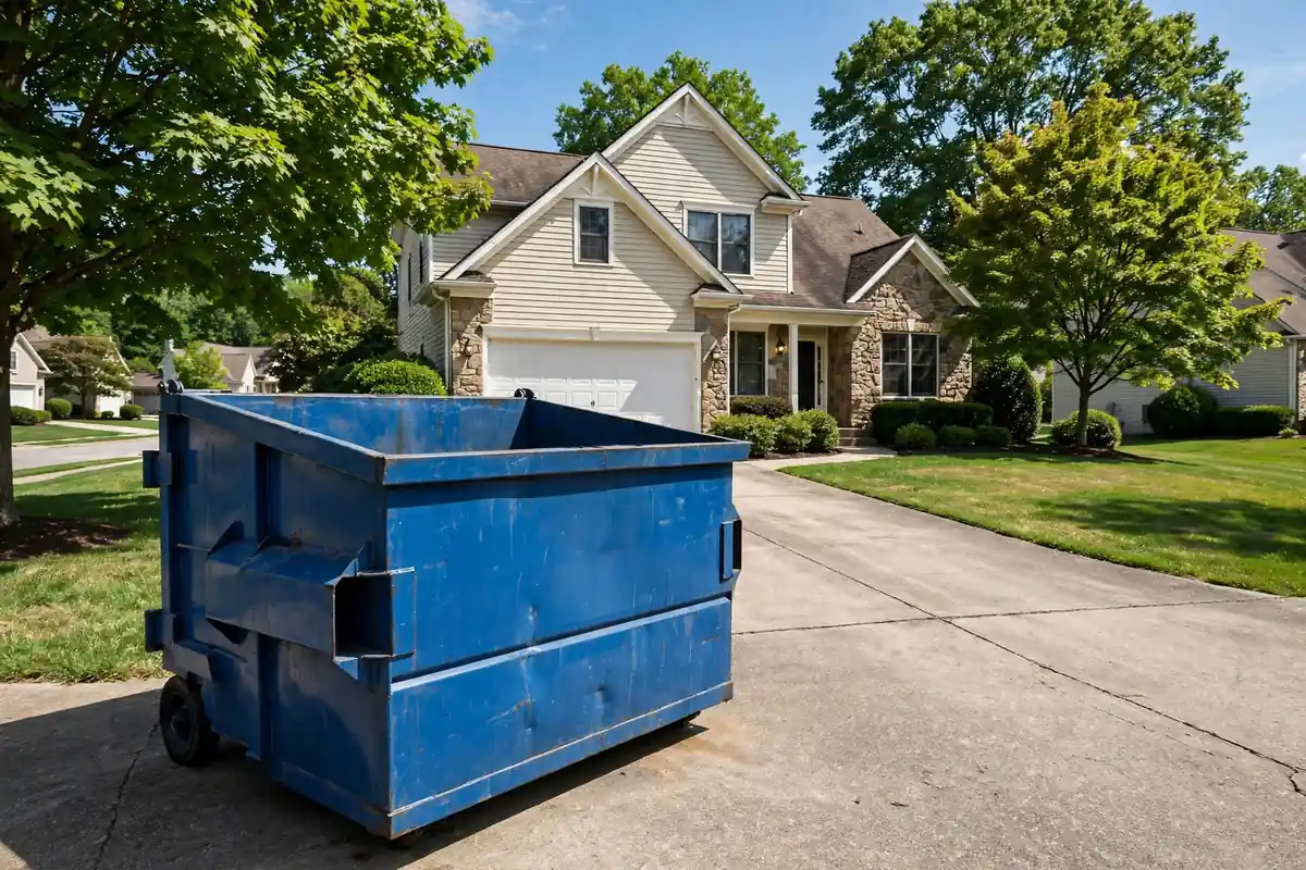 Roll-off dumpster on a residential driveway in Bowling Green, KY