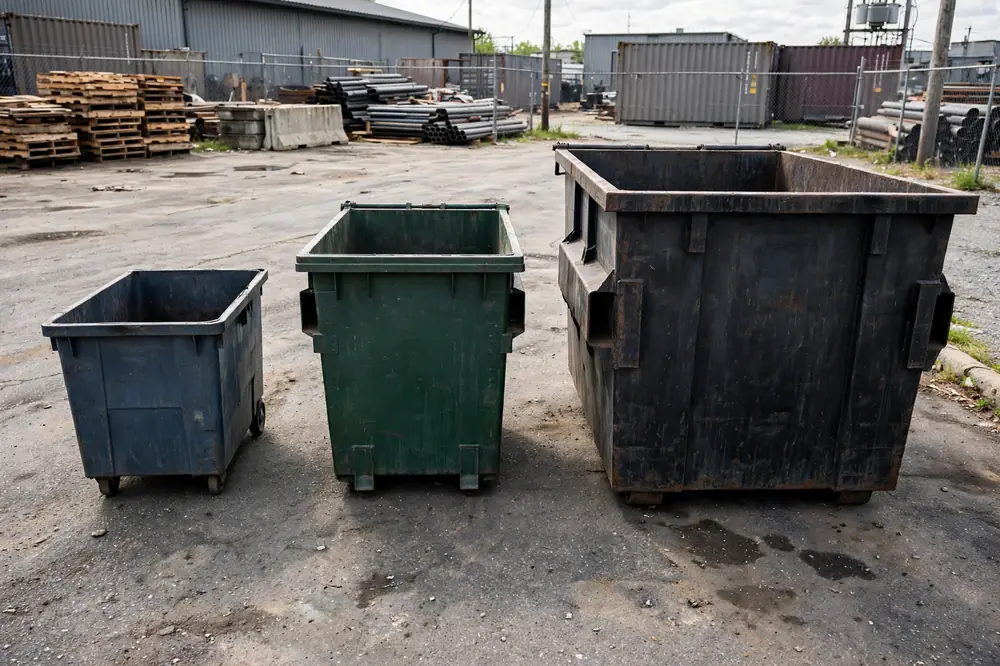 Different roll-off dumpster sizes compared side by side